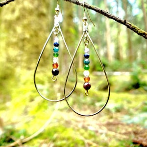 Gold Rainbow Crystal Teardrop Earrings