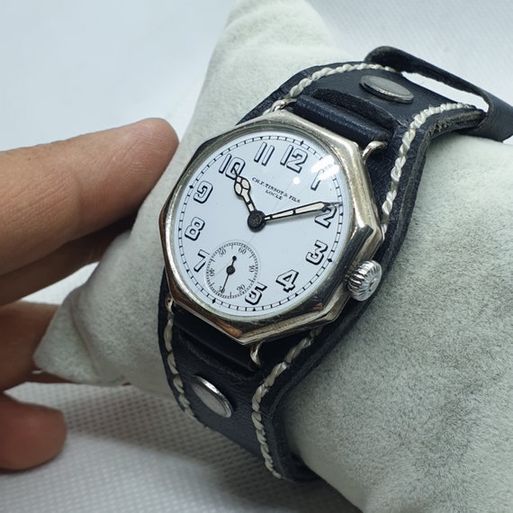Vintage Silver CH.F. Tissot & Fils Locle, great c… - image 2