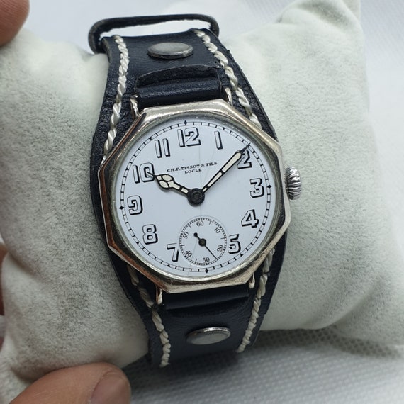 Vintage Silver CH.F. Tissot & Fils Locle, great c… - image 1