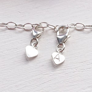 Tiny Sterling Silver Heart Charm, Add To Bracelet Necklace Clip, Small Birthday Friendship Gift, Little Initial Charm 7mm 8mm Clasp image 5