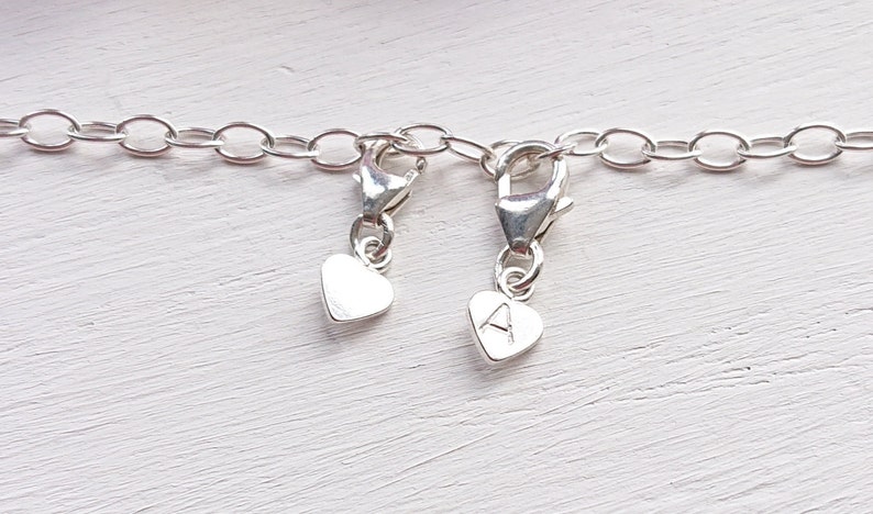 Tiny Sterling Silver Heart Charm, Add To Bracelet Necklace Clip, Small Birthday Friendship Gift, Little Initial Charm 7mm 8mm Clasp image 5