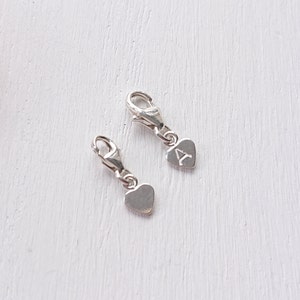 Tiny Sterling Silver Heart Charm, Add To Bracelet Necklace Clip, Small Birthday Friendship Gift, Little Initial Charm 7mm 8mm Clasp image 4