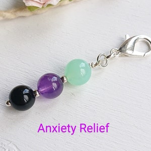 Anxiety Relief Gemstone Charm: Chrysoprase, Amethyst, Onyx