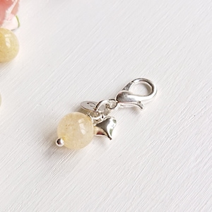 Citrine Crystal Charm: Personalized Initial, Heart Clip, November Birthstone