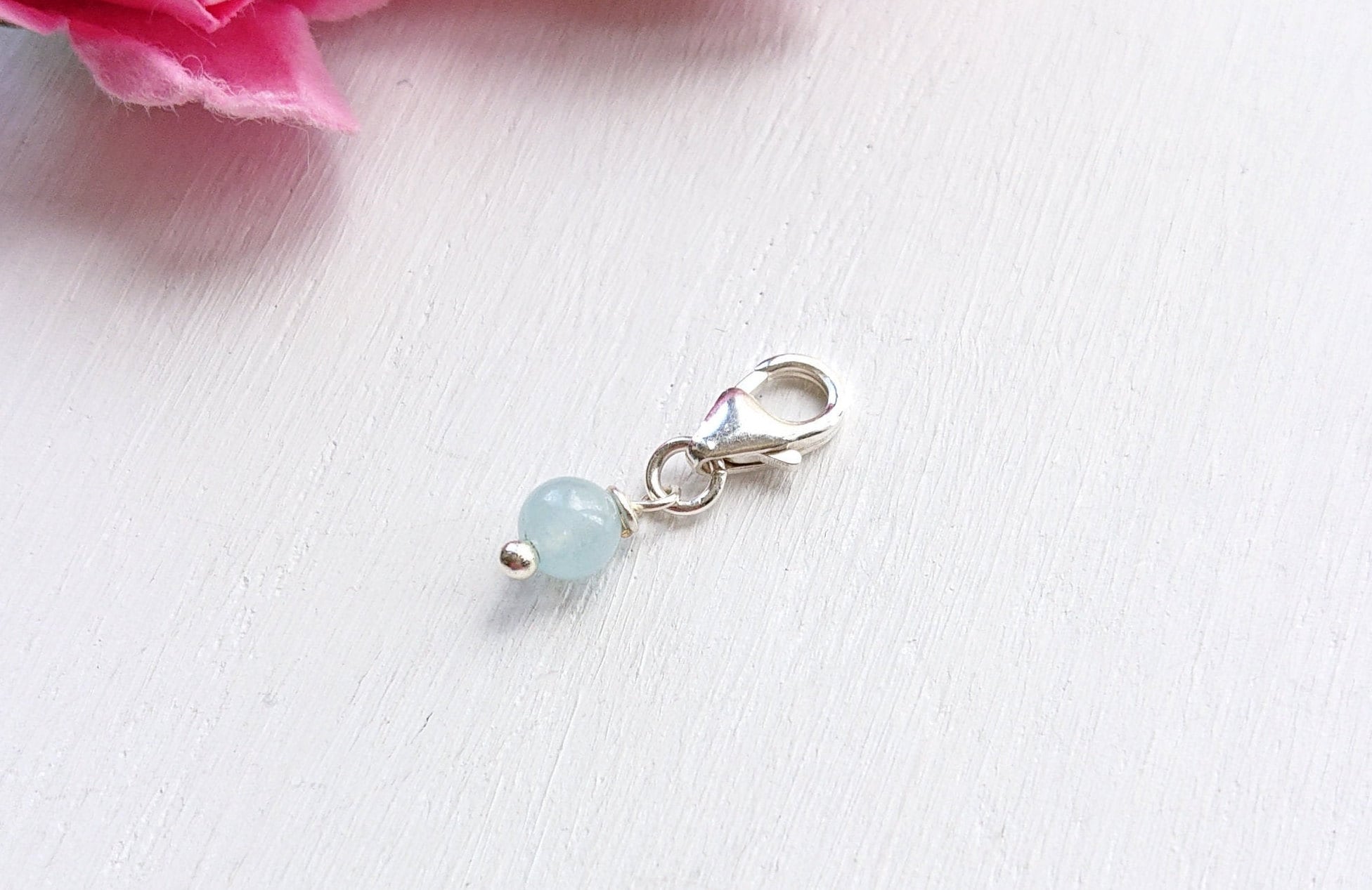 Tiny Aquamarine Sterling Silver Charm: Bracelet Necklace Keepsake