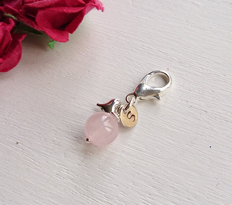 Rose Quartz Charm Dainty Clip on Keyring Bag Purse Etsy
