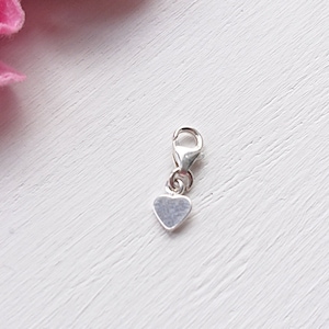 Tiny Sterling Silver Heart Charm, Add To Bracelet Necklace Clip, Small Birthday Friendship Gift, Little Initial Charm 7mm 8mm Clasp image 2