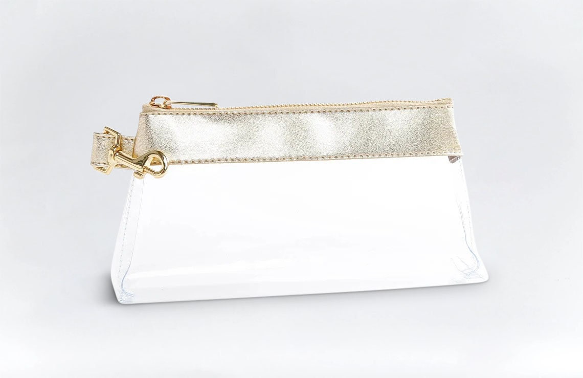 Rich Gold Clear Wristlet Bag