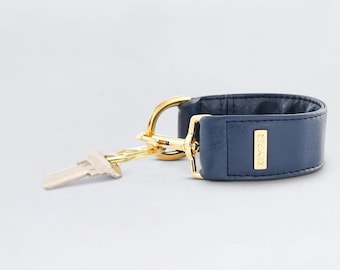 Vegan Leather KEYPER key ring wristlet True Navy - High quality key chain, Personalized wristlet gift for her, Women anniversary