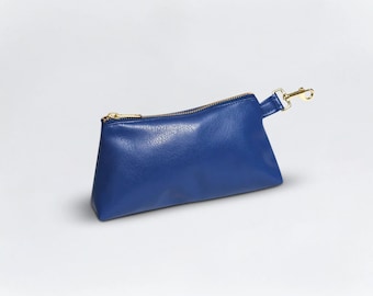 Vegan Leather Wristlet Bag Royal Blue - High quality purse, Personalized bag gift for her, Women anniversary, Holiday gifts, Graduation gift
