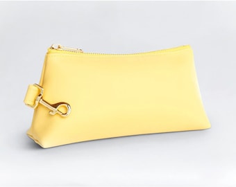 Vegan Leather Wristlet Bag Sunshine - High quality purse, Personalized bag gift for her, Women anniversary, Holiday gifts, Graduation gifts