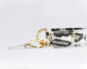 Vegan Leather KEYPER key ring wristlet Snow Leopard - High quality key chain, Personalized wristlet gift for her, Women anniversary