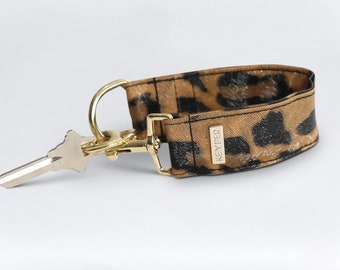 Vegan Leather KEYPER key ring wristlet Leopard - High quality key chain, Personalized wristlet gift for her, Women anniversary, key holder