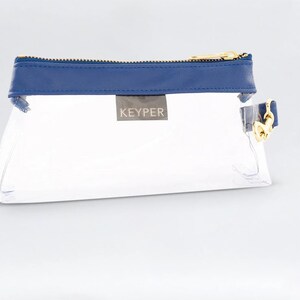 Clear Wristlet Bag Royal Blue. high quality personalized gift for her, women anniversary clear clutch, holiday gifts, graduation clear bag
