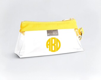 Clear Wristlet Bag Sunshine with Monogram - Canvas - High quality monogram gifts, Monogrammed clear bag, Personalized gift for her