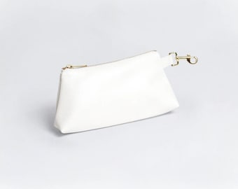 Vegan Leather Wristlet Bag Pure White - High quality purse, Personalized bag gift for her, Women anniversary, Holiday gifts, Graduation gift