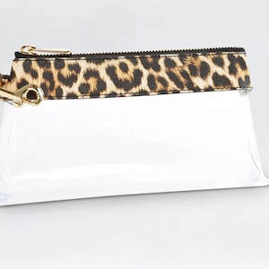 Bolso de mano transparente Classic Leopard. regalo personalizado para ella, regalo de aniversario de mujer, regalos de novia de vacaciones, bolsa de graduación en oferta