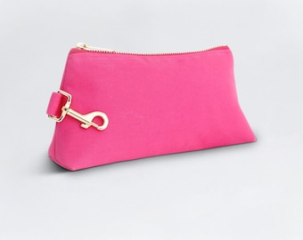 Classic Canvas Wristlet Bag Pink - High quality purse, Personalized bag gift for her, Women anniversary, Holiday gifts, Graduation gifts