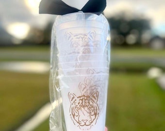 Frost flex cups collegiate, Tiger Face Reusable Cups, 16oz tailgate cups, party supplies for adults,