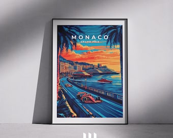 Monaco Grand Prix Travel Poster: French Riviera F1 Racing Art