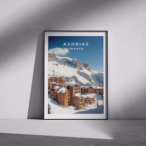 Avoriaz Travel Print – France, Avoriaz Ski Resort Poster, French Alps Wall Art, Vintage Travel Print, portes du soleil, Ski Chalet Decor