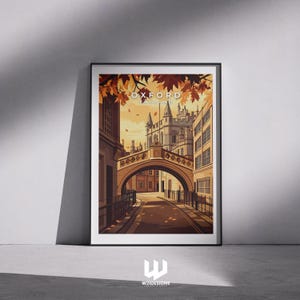 Oxford UK Travel Print | Oxford Wall Art | Oxford Art | England Travel Poster | Oxfordshire Gift | Oxford Home Decor | Bridge of Sighs | UK