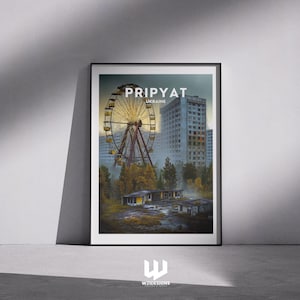 Póster de Prípiat, Ucrania: Impresión de viaje a Chernóbil, arte mural de una ciudad abandonada, decoración urbana en ruinas, obras de arte de arquitectura soviética para el hogar.