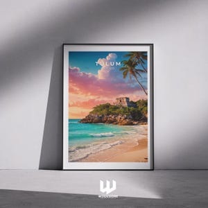 Tulum Mayan Ruins Print: Mexico Travel Poster, Beach Paradise