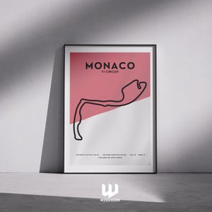 Monaco F1 circuitkaart poster – Grand Prix de Monaco kunst aan de muur, Formule 1 circuitprint, racedecor, motorsportcadeau, Monte Carlo print