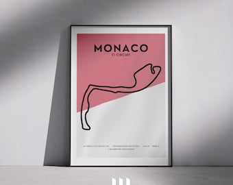 Plakat z mapą toru Formuły 1 w Monako: Grand Prix Monte Carlo – Sztuka motorsportu