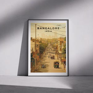 Impresión de viaje de Bangalore - India, póster de la ciudad de Bangalore, arte mural de la India, impresión de viaje urbano, obra de arte de Bengaluru, impresión de Asia, paisaje urbano de la India