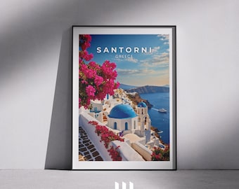 Santorini Griechenland Reisedruck: Ägäis, Mittelmeer Wandkunst