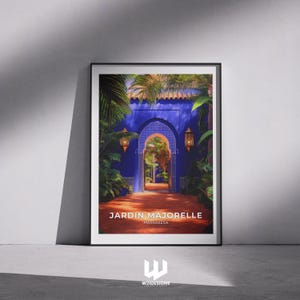 Jardin Majorelle Poster - Marrakesch Reisedruck & Marokko Wandkunst, Exotische Botanische Illustration Geschenk für Kunstliebhaber, Poster Geschenkidee