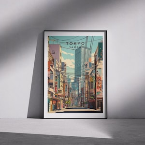 Tokyo Travel Poster - Vintage Japan Print, Tokyo Poster Art, Travel Wall Decor, Japanese Urban Illustration, Japan Wall Art, Aesthetic Print