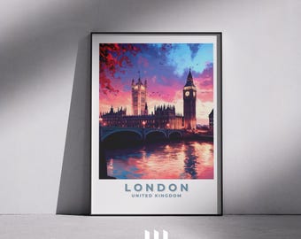London Skyline Poster: Big Ben & Westminster Bridge Art Print