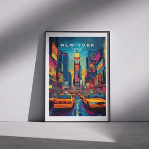 Times Square New York Travel Poster: Vintage-Style Cityscape Print