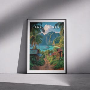 Impresión de viaje a Filipinas: Asia, póster de Filipinas, arte mural tropical, impresión de viaje a una isla, decoración de un pueblo costero, arte mural de Filipinas