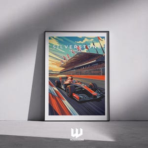 Póster del Gran Premio de Silverstone: Lámina artística vintage de la Fórmula 1 británica