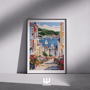 Dartmouth Travel Print – England, Dartmouth Poster, Devon Wall Art, Coastal Travel Decor, UK Seaside Print, Nautical Artwork - Devon, UK