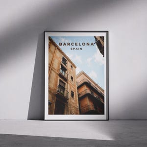 Real Photo - Barcelona Travel Poster - Vintage Spain Print, Barcelona Wall Art, Cityscape, Spanish Architecture, Europe Travel, Photography