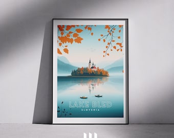Bleder See Druck: Slowenien Reise Poster, Alpine Landschaft Kunst
