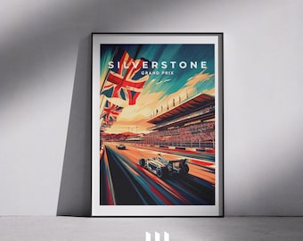 Silverstone Grandprix Poster: Vintage British F1 Racing Kunstdruck