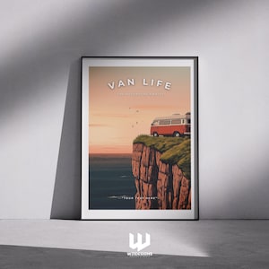 Van Life Adventure Print - Customisable Camper Van Poster, Personalised Travel Wall Art, Van Life Gift - Camper Van Gift, Nomad Adventure