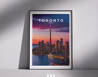 Toronto Skyline Print: Canada Travel Poster, Urban Home Decor