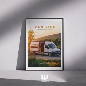 Van Life Travel Poster – Personalised Camper Van Poster, Mercedes Sprinter Camper, Adventure Wall Art, Custom Van Life Print - Nomad Gift
