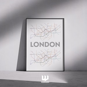 London Tube Poster - Minimalistischer Londoner U-Bahn Karte, Pendler Wandkunst, UK Reisegeschenk, Wanddekoration für Zuhause & Büro