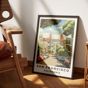 Travel Print San Francisco Poster - Golden Gate Bridge Poster Art, California Wall Decor, USA Travel Decor, San Francisco Artwork