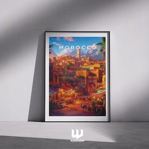 Morocco Travel Print - Marrakesh Wall Art, Africa Poster, Moroccan Souk Artwork, Desert Landscape Print, Travel Home Decor, Africa Gift