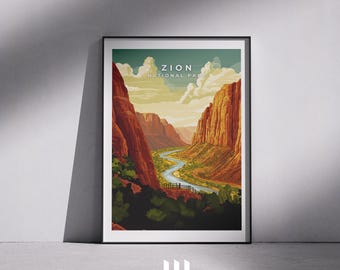 Zion National Park Poster: Utah Landscape Art Print