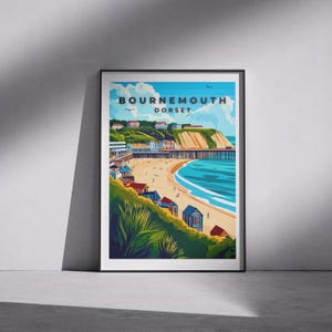 Bournemouth Travel Print - Dorset, Bournemouth Poster, England Wall Art, Coastal Home Decor, Seaside Print, Travel Artwork, Bournemouth Art